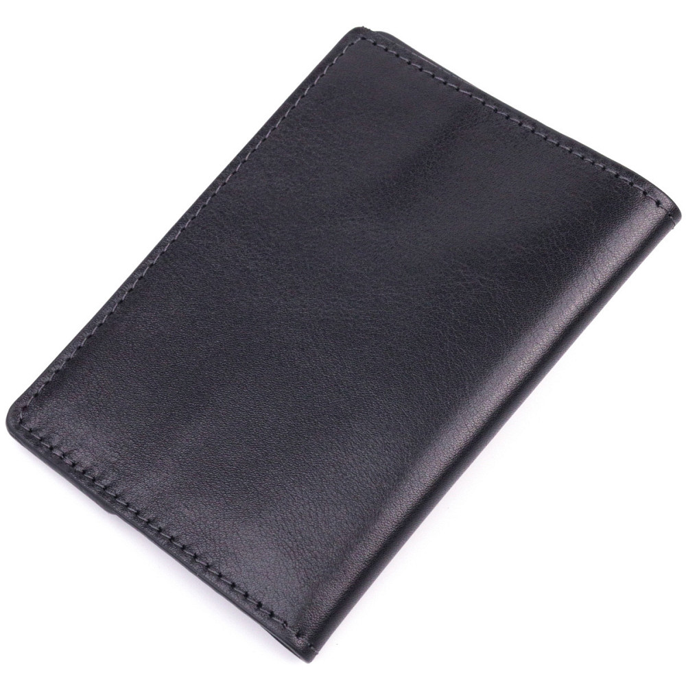 Красивая кожаная обложка на паспорт Черная (GRANDE PELLE) Киев - изображение 6