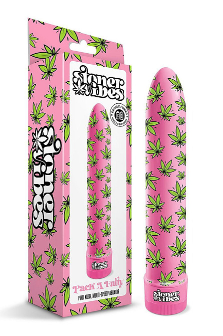 Вибратор нереалистичный с принтом Stoner Vibes Global Novelties, розовый, 20.3 х 3.8 см Sex Aura Киев - изображение 1