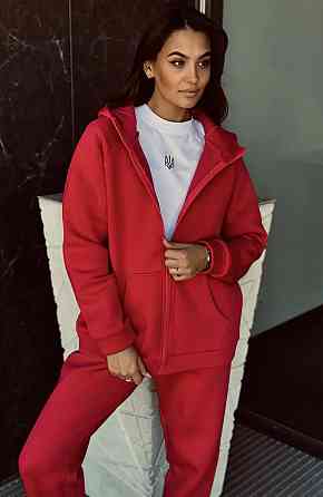 Зип худи женское оверсайз Красный 50/52 Харьков