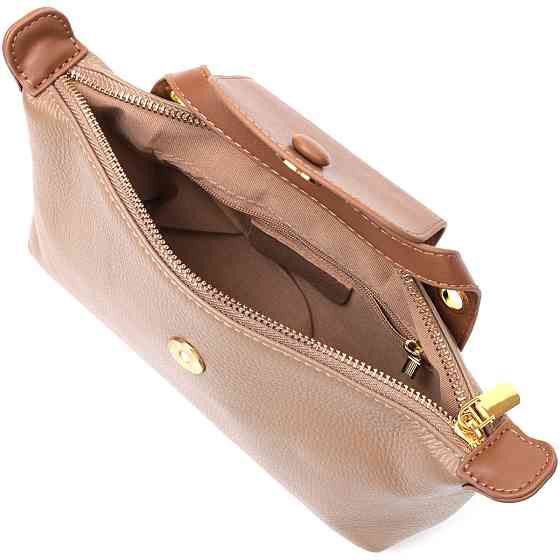 Ідеальна сумка жіноча з цікавим клапаном з натуральної шкіри Vintage 22251 Бежева Київ