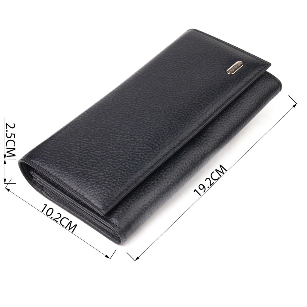 Класичне жіноче портмоне з монетницею з натуральної шкіри CANPELLINI 21529 Чорне Київ - фото 8