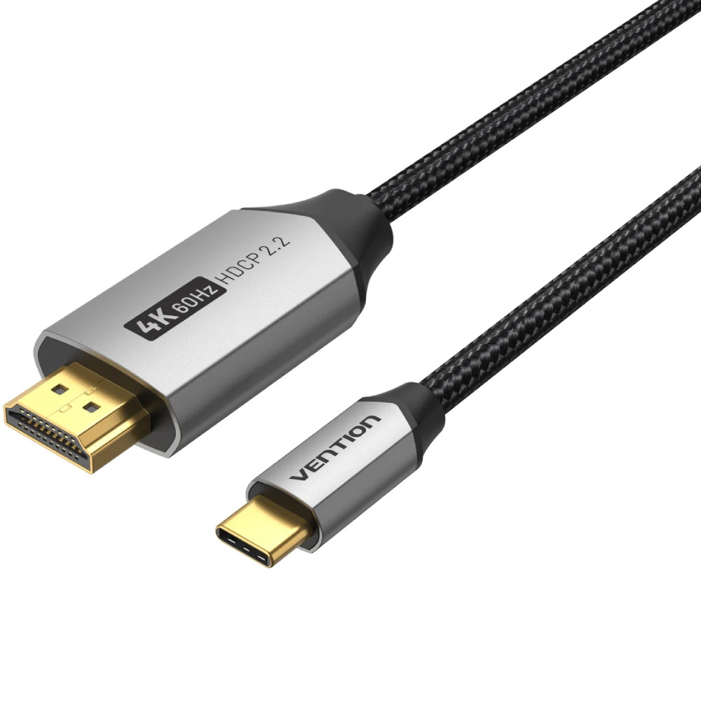 Кабель USB 3.1 Type-C M - HDMI M, 1.5m 4K 60 Гц Thunderbolt 3 HDCP2.2 PVC Black Vention Вінниця - фото 1