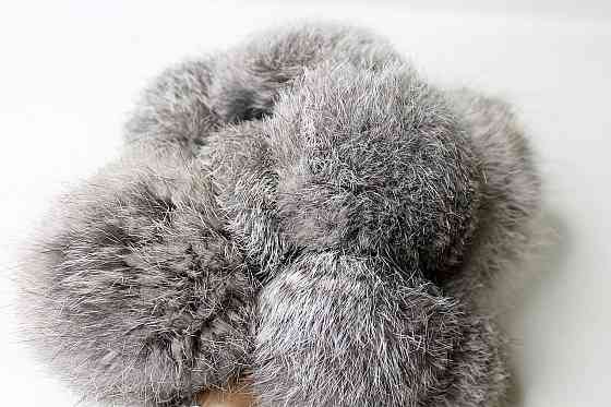 Помпони з натурального хутра кролика на нитці 6-7 см Шиншиловий Харків