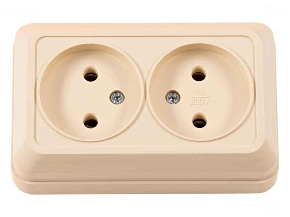 Розетка двойная 2307 (Крем) ТМ LUXEL Киев - изображение 1