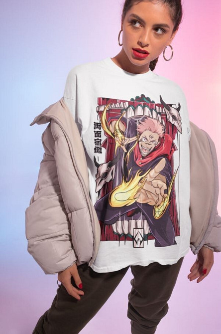 Футболка для мальчика аниме Магическая битва оверсайз (рост от 165 до 180 ) Черний AnimeJ0845m Днепр - изображение 5