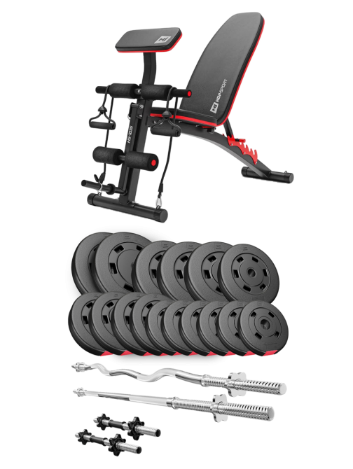 Набір Hop-Sport Premium 75кг з лавою HS-1035, штангами та гантелями Київ - фото 2