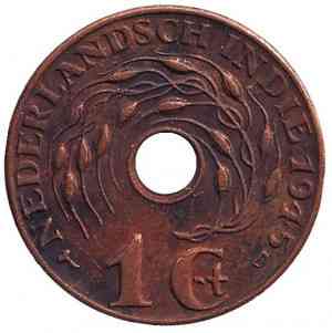 Монета 1 цент. 1945 рік, Нідерландська Індія. ("D" - Денвер) Полтава