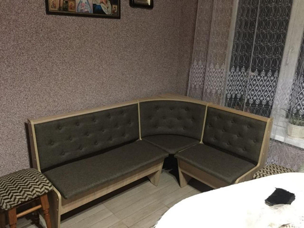 Кухонный уголок Ткань / ДСП (без стола и табуреток)  114 см х 154 см - Дуб Самоа Львов - изображение 4