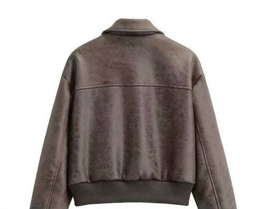 Женская куртка-бомбер из эко-кожи Коричневый S Харьков - изображение 3