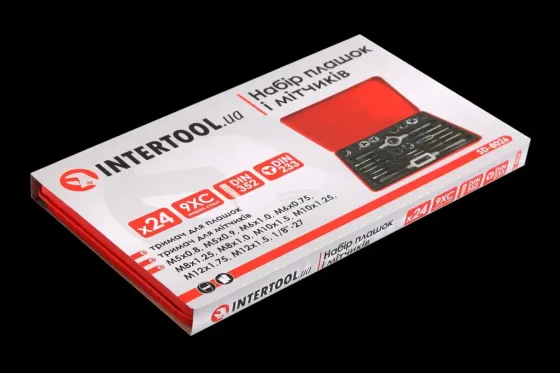 Набір пальників і мітчиків Intertool (24 ед.) М5-М12 метал. кейс Вінниця