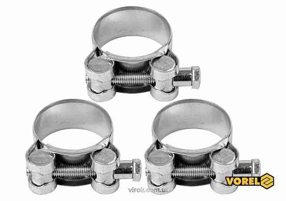 Хомут сталевий, з гвинтовим затискачем GBS W1 VOREL : Ø= 32-35/ 20 мм, оцинкований, 3 шт. [75] Одесса