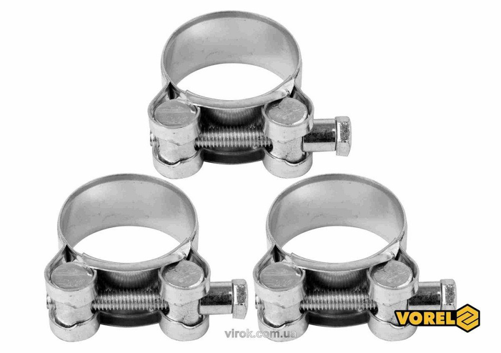 Хомут сталевий, з гвинтовим затискачем GBS W1 VOREL : Ø= 32-35/ 20 мм, оцинкований, 3 шт. [75] Одеса - фото 1
