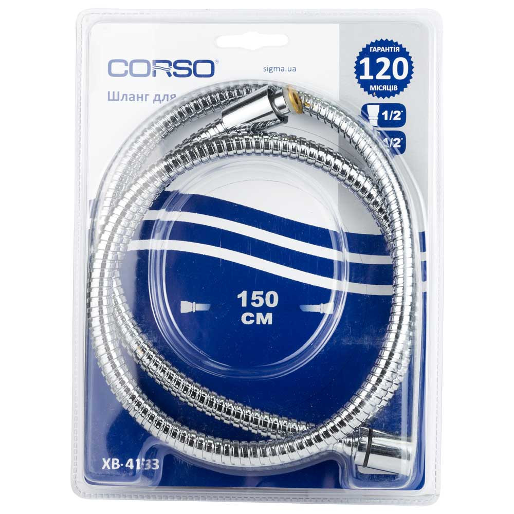 Corso Шланг для душа 1/2" хромированный с подшипником 150см CORSO XB-4133 (9691911) Київ - фото 2