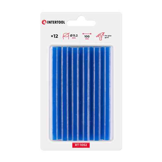 Комплект клейових стрижнів блакитних, 11,2×100 мм, 12 шт. INTERTOOL RT-1052 Київ