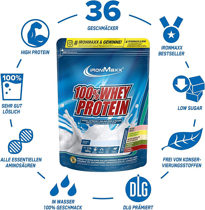 Протеин Ironmaxx 100% Whey Protein 500 g (Banana-Yoghurt) Луцк - изображение 3