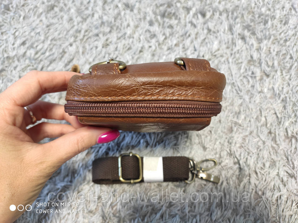 Маленька чоловіча сумка з натуральної шкіри коричневого кольору Vintage 14905 Київ - фото 9