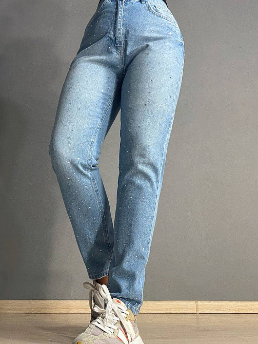 Джинси жіночі Its Basic 3077 MOM з розсипом камінців блакитні, блакитний, 40, 40, 76 см, 108 см Київ - фото 8