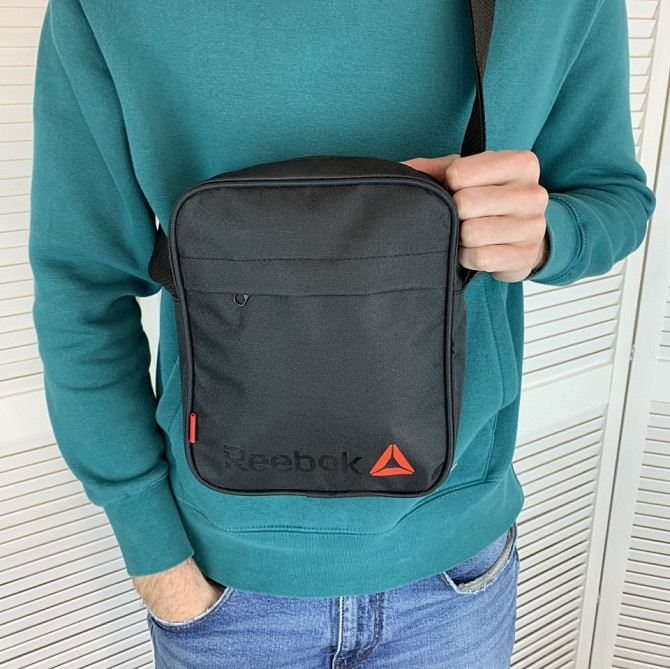 Сумка чоловіча через плече Reebok, барсетка для хлопця на плече на 3 відділення, чорнаMasterSem Київ - фото 2