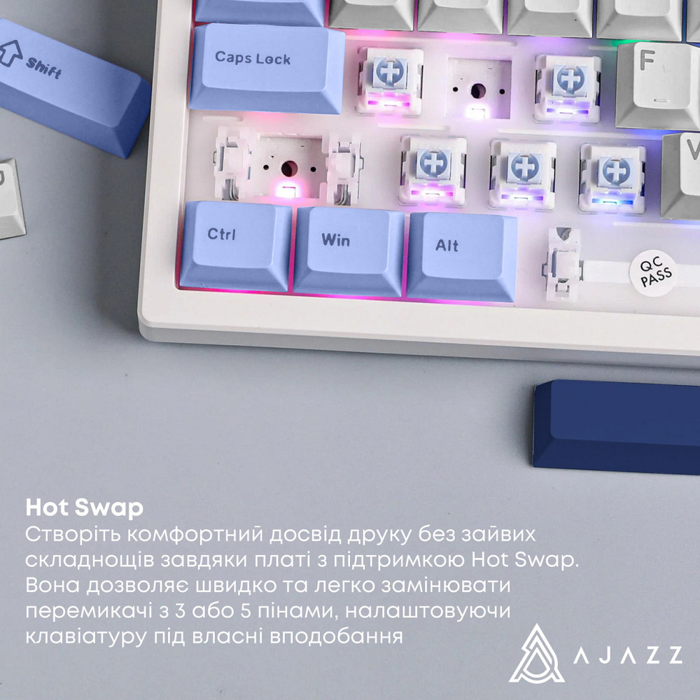 Клавіатура Ajazz AK870 V2 Flying Fish Switch White USB-C (AK870-V2-FF-BWB) ( 23544 ) Харків - фото 10