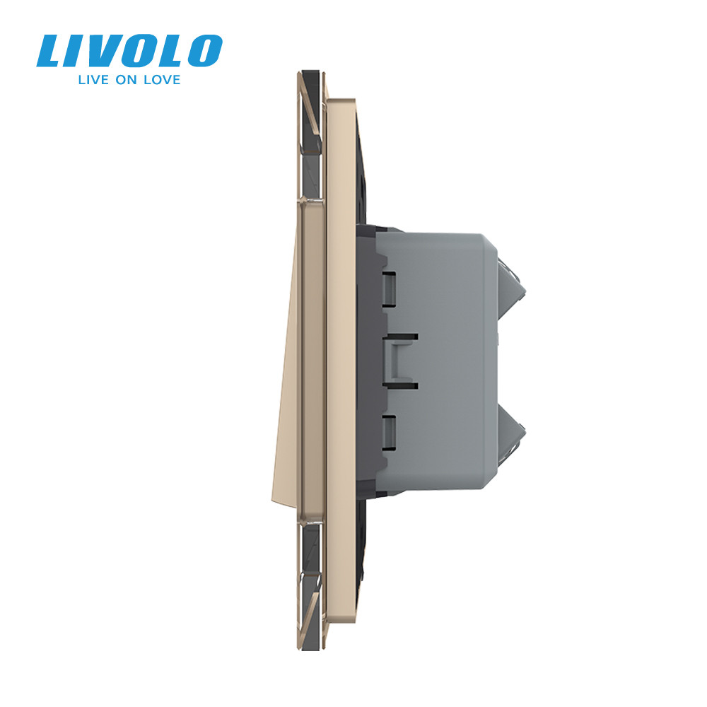 LIVOLO Одноклавішний перехресний вимикач Livolo золото скло (VL-C7FCMM10A-2AP) Коломыя - изображение 8