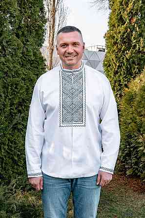 Сорочка-вишиванка чоловіча, лляна, біла, топ, вишиванки для чоловіків льон Київ