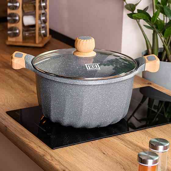 Велика алюмінієва каструля об'ємом 11 літрів з антипригарною кришкою Ø32 см HP-4-435G Коломия