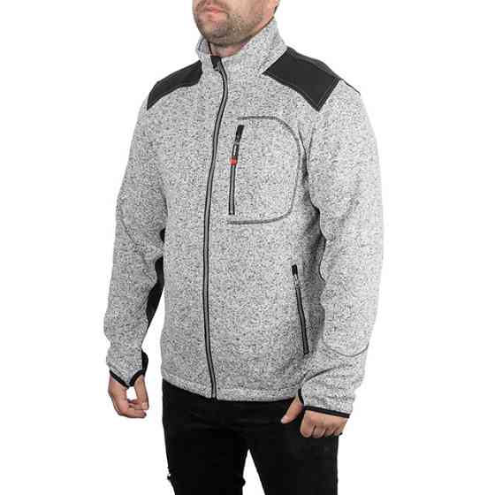 Куртка в'язана SOFTSHELL, сірого кольору з чорними вставками, 100% поліестер, щільність 270 г/м², кишеня на грудях і дві бічні, Київ