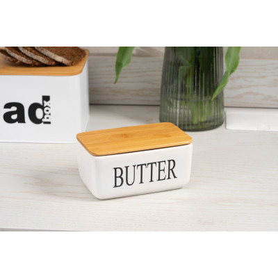 Масленка кухонная Ardesto Midori 16.5х10х8см, кераміка, бамбук, біла (AR0908W) Вінниця - фото 8