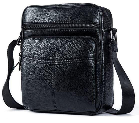 Сумка чоловіча компактна шкіряна Vintage 14909 Чорна Київ - фото 4