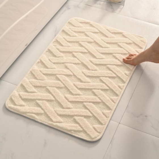 Коврик для ванной и душа коврик для ног в ванную комнату,микрофибра,атискользящий c узором 40х60 см,бежевый Кам'янець-Подільський