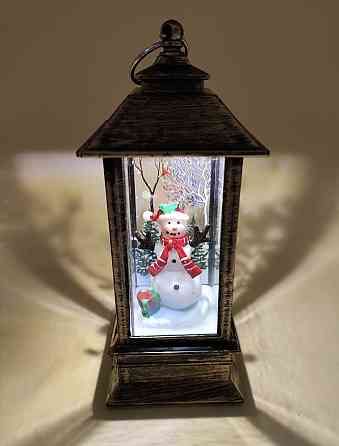 Новорічний LED ліхтар на батарейках без блискіток 