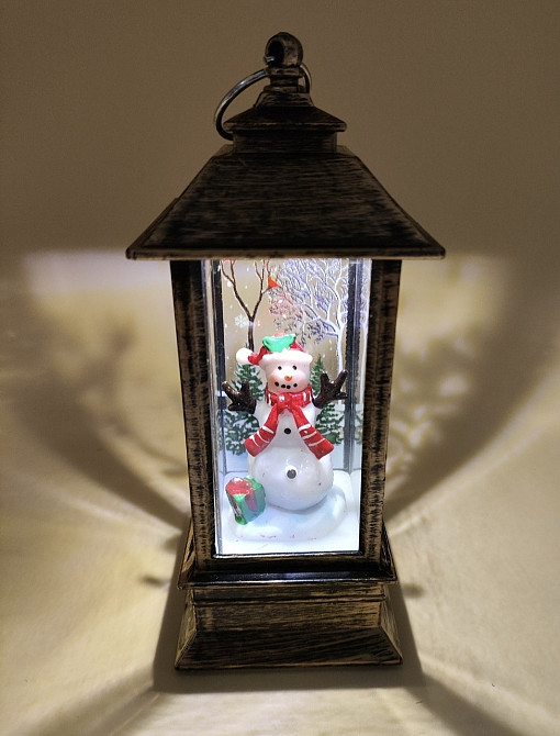 Новорічний LED ліхтар на батарейках без блискіток 