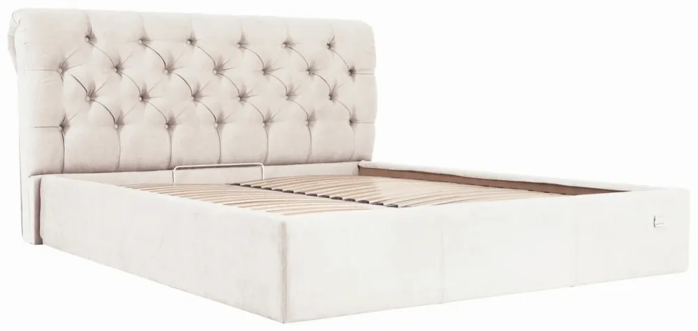 Кровать London VIP 140 х 190 см Мисти Milk С дополнительной металлической цельносварной рамой Бежевый Киев - изображение 1