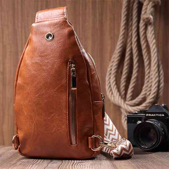 Невелика жіноча сумка з однією лямкою через плече з гладкої екошкіри Vintage 22767 Рудий Київ