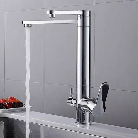 Змішувач для кухні для фільтрованої води двоважільний, кухонний кран з подвійною ручкою WanFan Хром Кам'янець-Подільський - фото 1