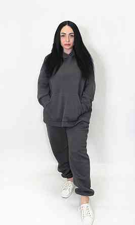 Женский спортивный теплый костюм трехнитка на флисе Графитовый XL/2XL Харьков