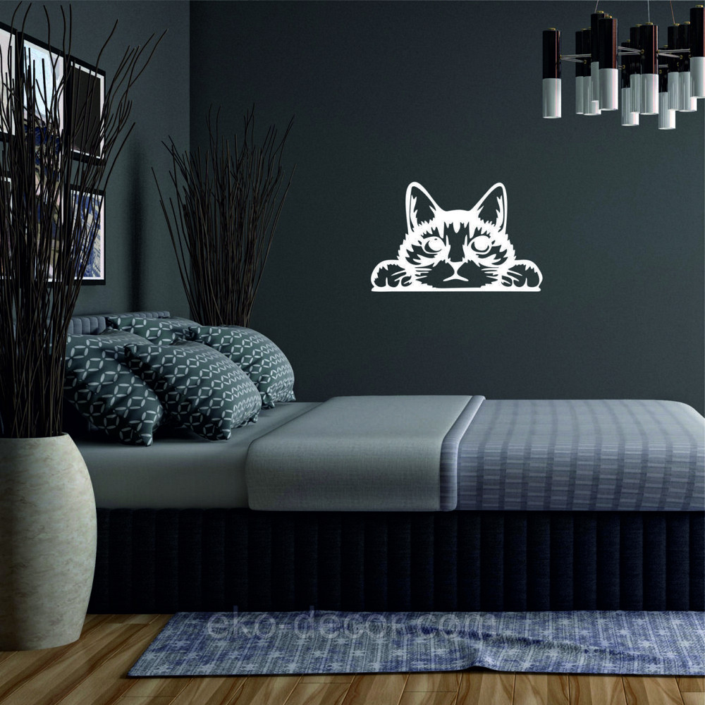 Декоративное настенное 3D Панно «Кот» Декор на стену с объемом (цена за 1 шт) 70*45 см, Белый Киев - изображение 3