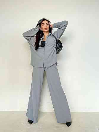 Женский стильный привлекательный костюм американский креп Серый, 42/44 Одесса