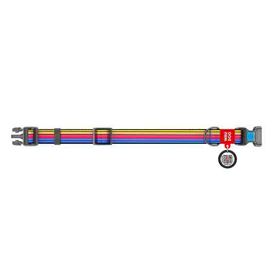 Нашийник для собак нейлоновий WAUDOG Nylon з QR-паспортом, малюнок "Линія 1", пластиковий фастекс, Ш 20 мм, Дл Вінниця