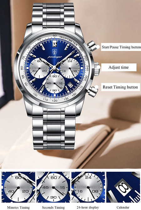 Часы мужские наручные Poedagar Petros Silver Серебристый Киев - изображение 8