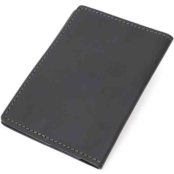 Надійна шкіряна обкладинка на паспорт з утримувачем для Apple AirTag GRANDE PELLE 11620 Чорний Київ