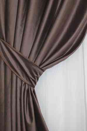 Комплект готових штор VR-Textil Оксамит (бархат) Kadife № 1131ш Коричневий 150х275 см 2 шт (30-949) Київ