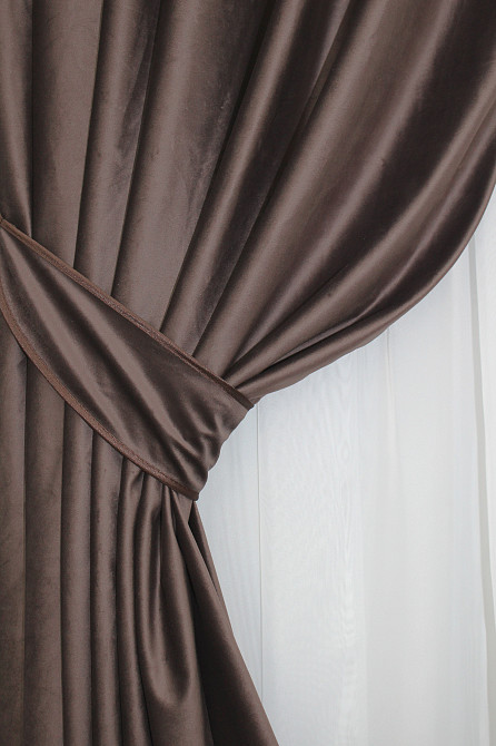 Комплект готових штор VR-Textil Оксамит (бархат) Kadife № 1131ш Коричневий 150х275 см 2 шт (30-949) Київ - фото 4