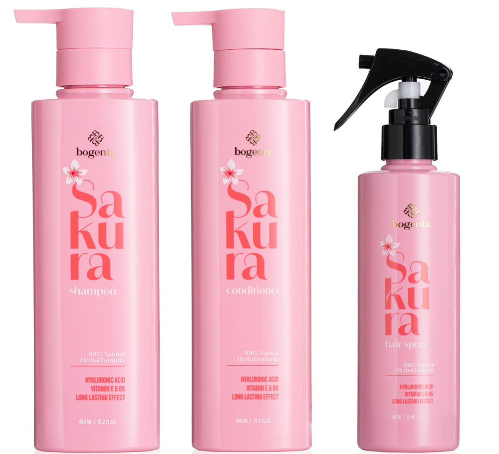 Набір для догляду за волоссям Bogenia Sakura (Шампунь Кондиціонер Термозахист) Запоріжжя - фото 1