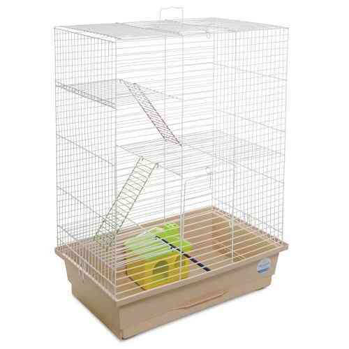 Клітка Природа Нюра для дрібних декоративних гризунів з будиночком біла/бежева 44x27x59 см Київ