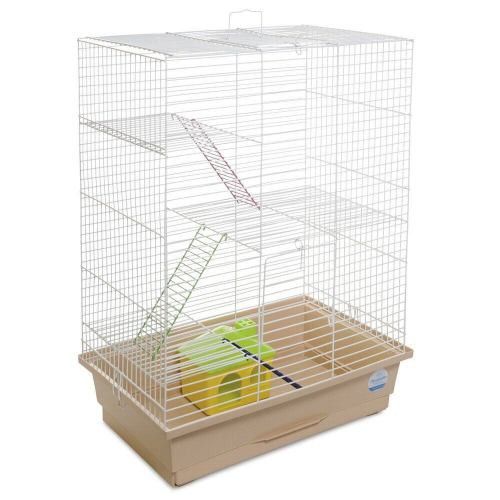 Клітка Природа Нюра для дрібних декоративних гризунів з будиночком біла/бежева 44x27x59 см Київ - фото 1