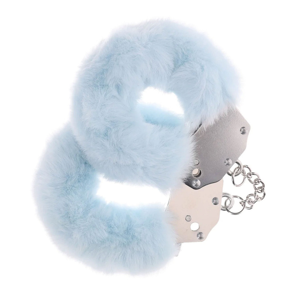 Пухнасті металеві наручники для рольових ігор Heavy-duty Fluffy Handcuffs Powder Blue Sex Aura Київ - фото 1