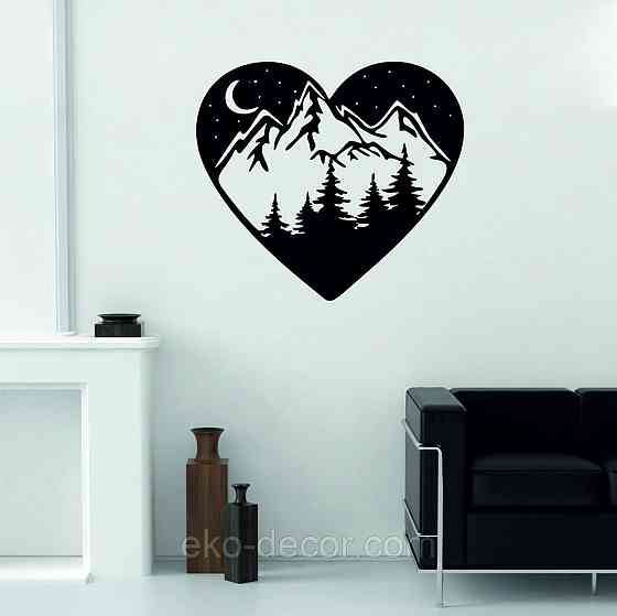 Декоративное настенное Панно «Сердце» Декор на стену 70*63 см, Черный Киев