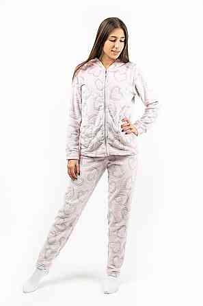 Домашний теплый костюм (пижама) женский розовый 