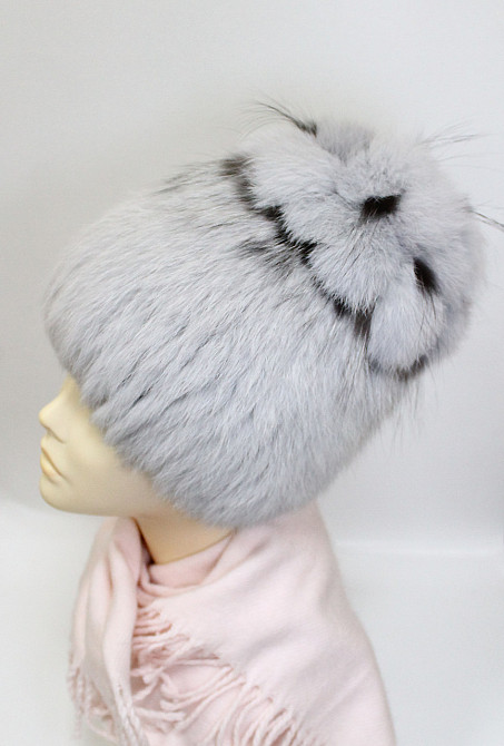 Шапка хутряна жіноча квіточка Белла Сірий Харків - фото 5